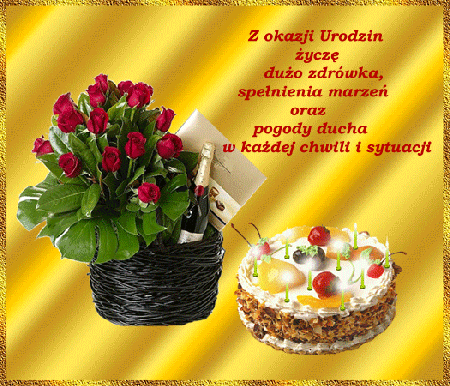 Z okazju urodzin życzenia prezent tort